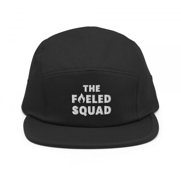 The Fueled Squad 5-Panel-Cap aus der The Fueled Squad-Kollektion in der Farbe Schwarz – Streetwear für Läufer