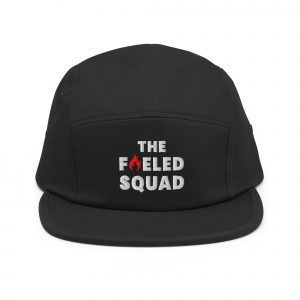 The Fueled Squad 5-Panel-Cap aus der The Fueled Squad-Kollektion in der Farbe Schwarz/On Fire – Streetwear für Läufer