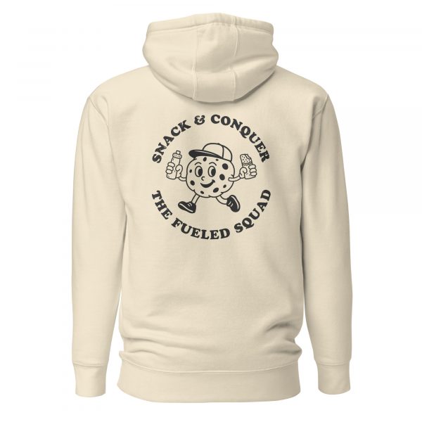 Snack & Conquer-Hoodie in der Farbe Bone, Rückansicht – Streetwear für Läufer