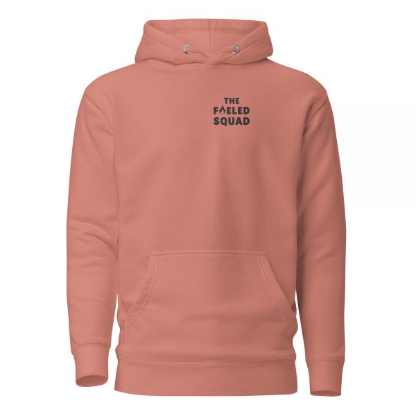 Snack & Conquer-Hoodie in der Farbe Dusty Rose, Frontansicht – Streetwear für Läufer