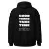 Good Things Take Time-Hoodie in der Farbe Schwarz/Black, Rückansicht – Streetwear für Läufer