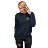 Good Things Take Time-Sweatshirt in der Farbe Navy, Frontansicht am weiblichen Model – Streetwear für Läufer