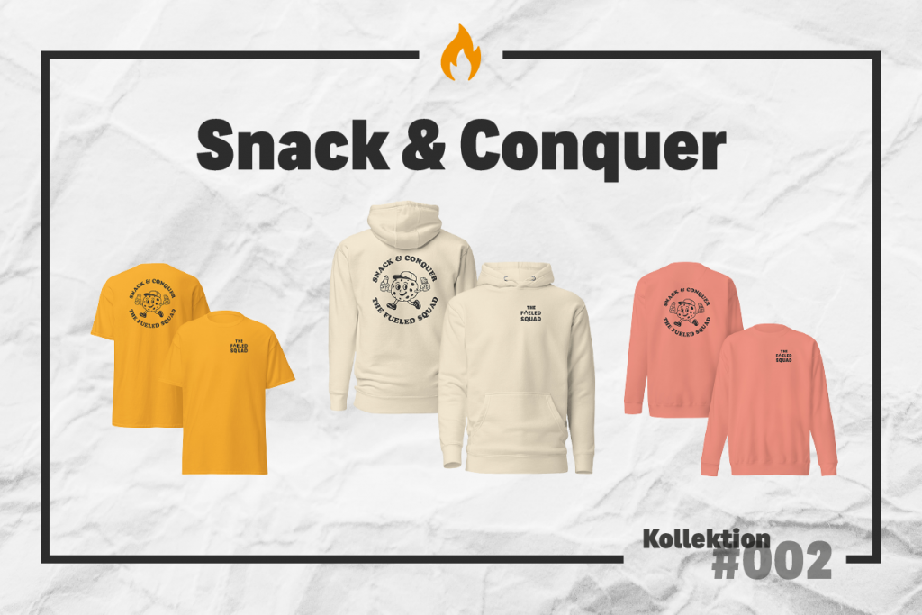 Übersicht über die Produkte der Snack & Conquer-Kollektion
